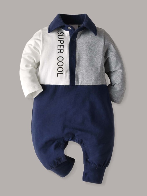 

Baby Boy Cut And Sew Letter Graphic Jumpsuit, Multicolor