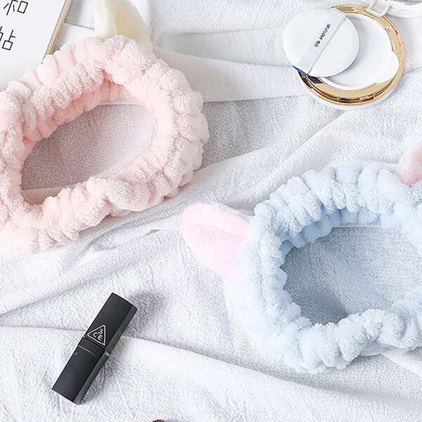 

1pc Bathroom Plush Headband, Multicolor