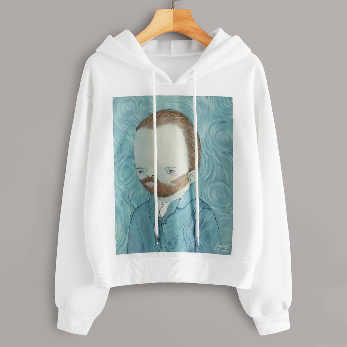 

Figure Graphic Drawstring Hoodie, White