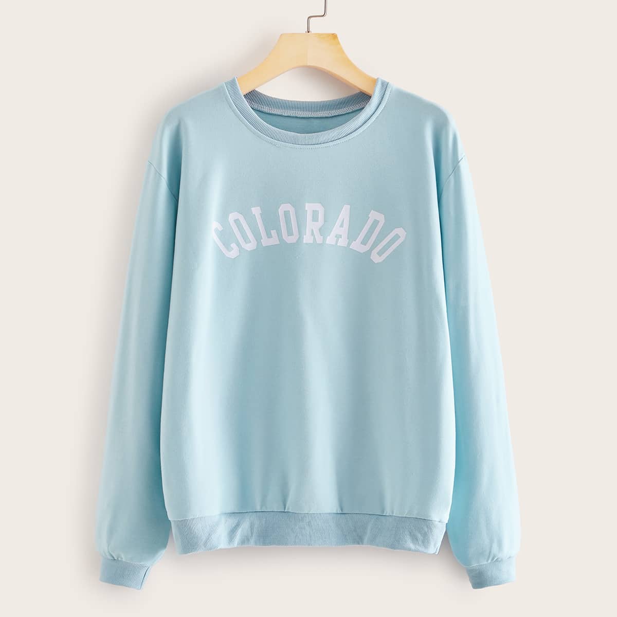 

Letter Graphic Drop Shoulder Sweatshirt, Blue pastel