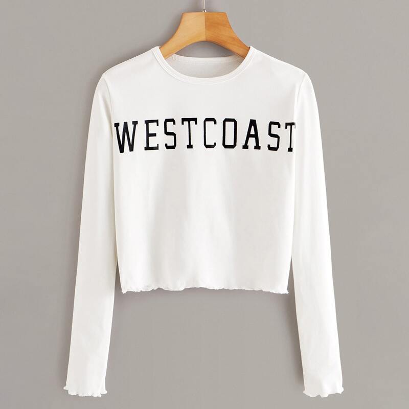 

Letter Graphic Lettuce Trim Tee, White