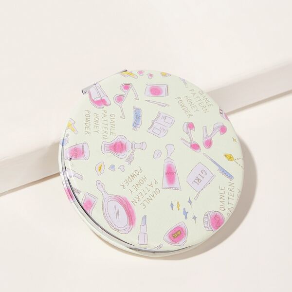

Lipstick & Mirror Pattern Round Mirror, Multicolor