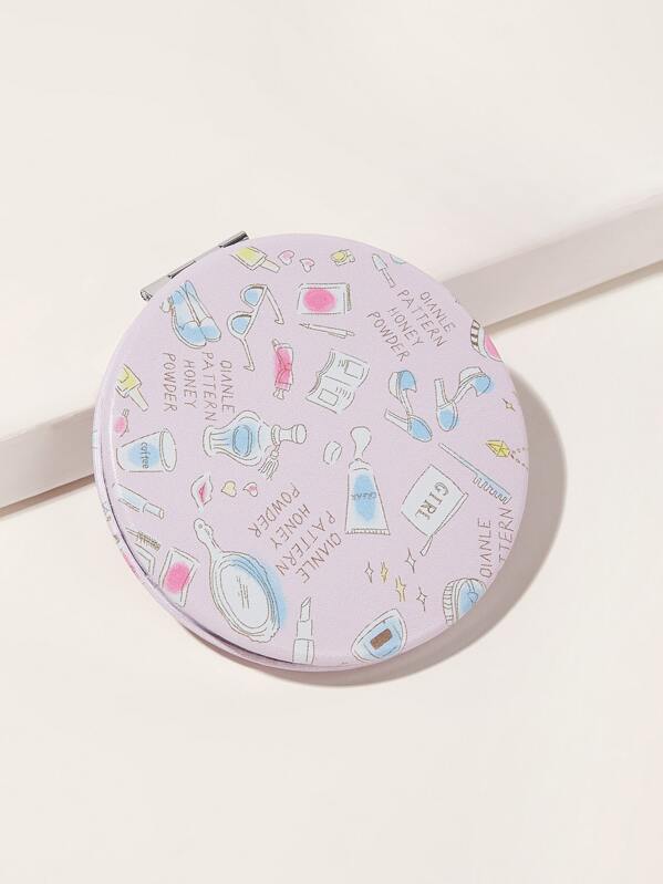 

Lipstick & Mirror Pattern Round Mirror, Multicolor