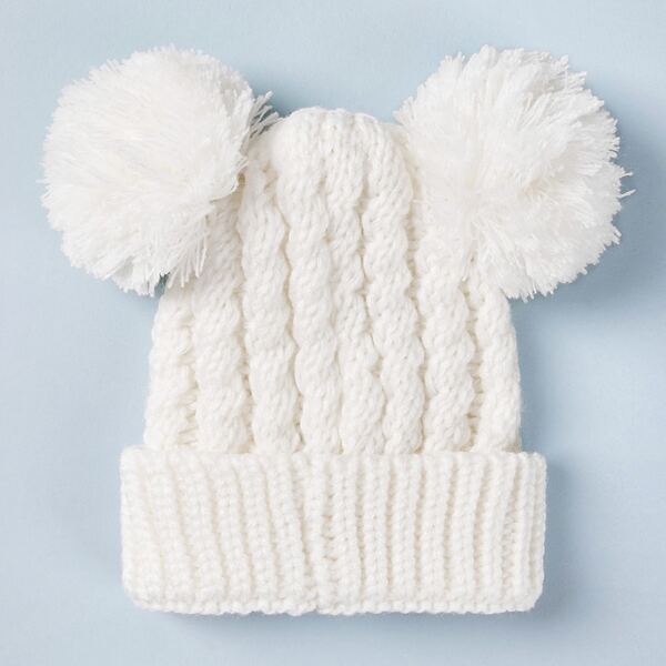 

Toddler Kids Pom Pom Decor Cuffed Beanie, White