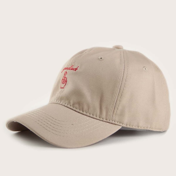 

Men Slogan Embroidery Baseball Cap, Beige