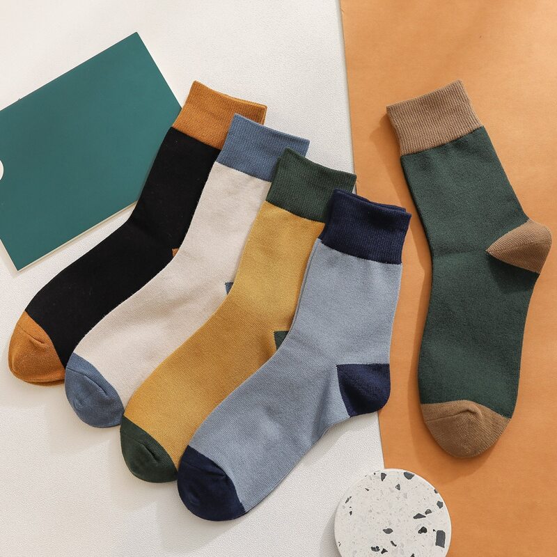 

4pairs Guys Two Tone Socks, Multicolor
