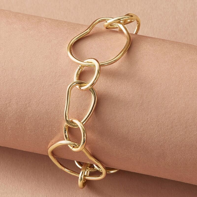 

1pc Irregular T-Bar Bracelet, Gold