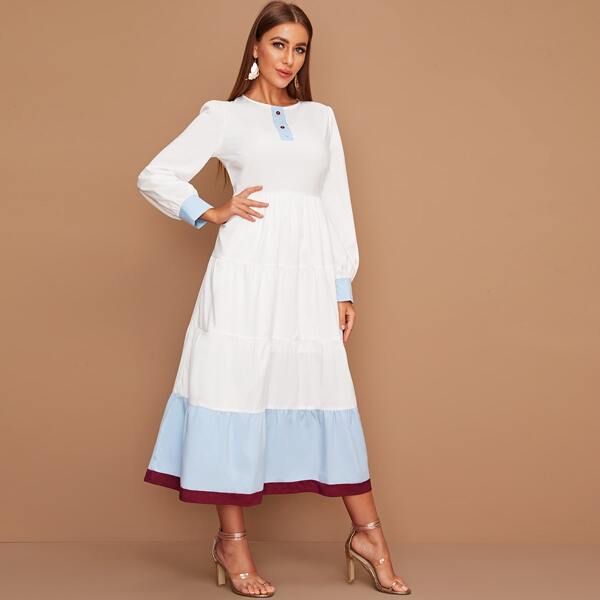 

Cut And Sew Ruffle Hem Dress, White