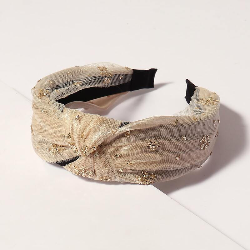 Sequin Decor Mesh Headband, Gold