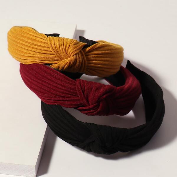 

3pcs Knot Decor Headband, Multicolor