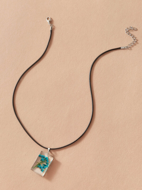 

1pc Flower Embedded Necklace, Multicolor