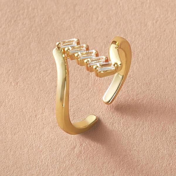 

1pc Rhinestone Decor Ring, Gold