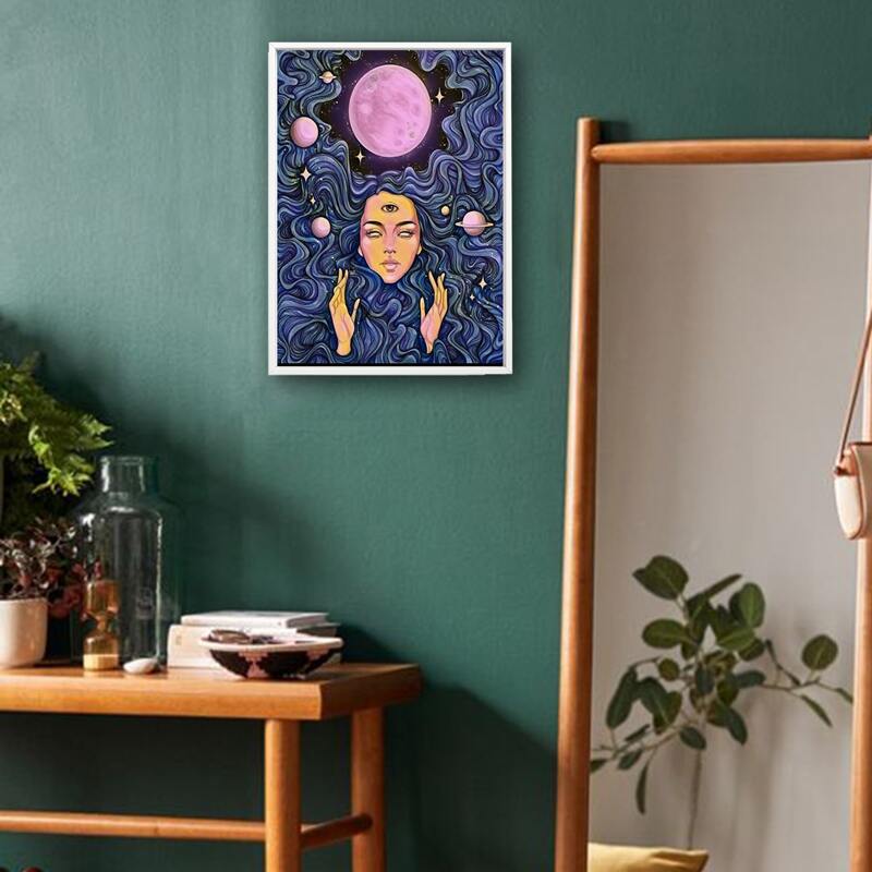 

Abstract Figure & Planet Wall Print Without Frame