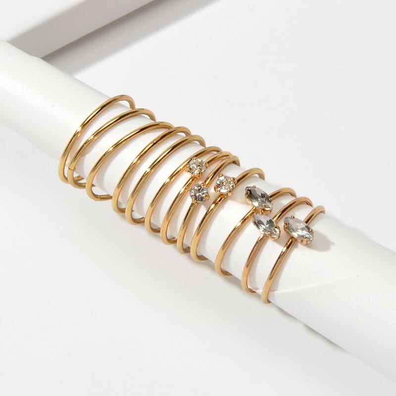 

12pcs Rhinestone Decor Ring, Gold