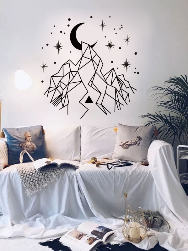 

Abstract Mountain & Moon Print Wall Sticker