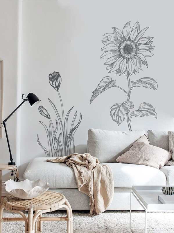 

Line Drawing Sunflower Print Wall Sticker