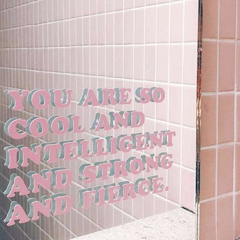 Slogan Print Mirror Sticker