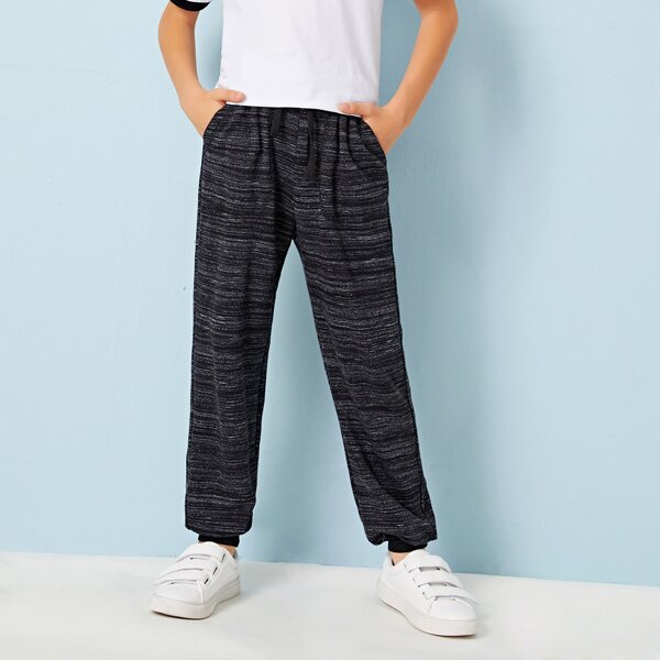 

Boys Drawstring Waist Space Dye Pants, Black