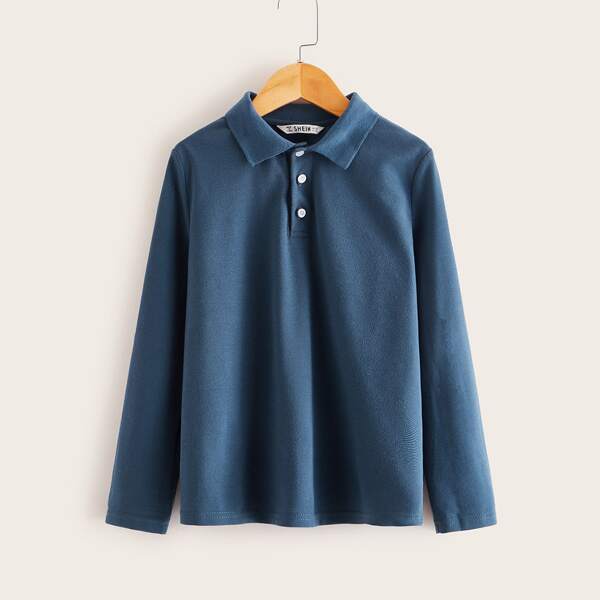

Boys Solid Polo Shirt, Blue