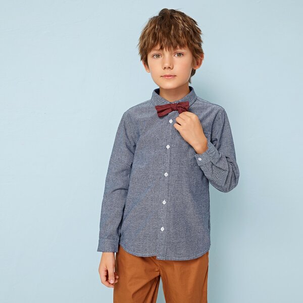 

Boys Bow Front Shirt, Navy