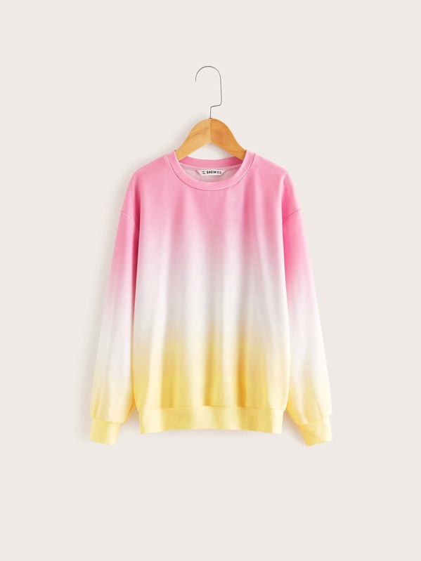 

Girls Round Neck Ombre Sweatshirt