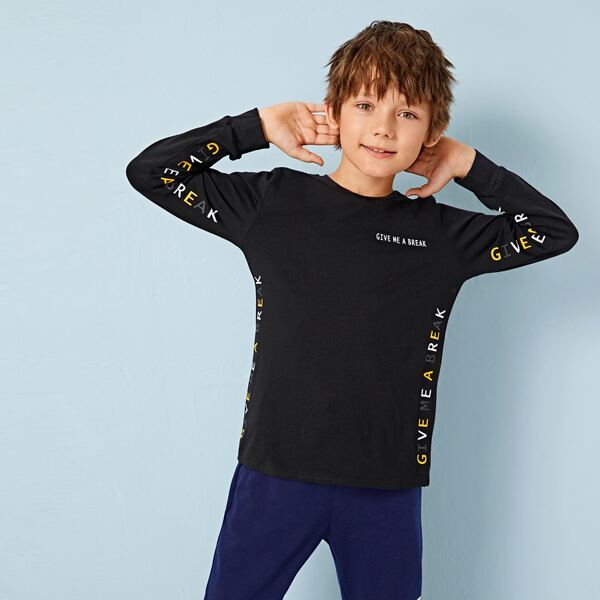 

Boys Slogan Graphic Tee, Black