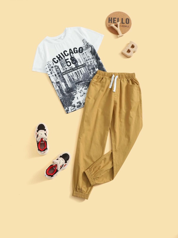 

Boys Graphic Print Top & Pants Set, Multicolor