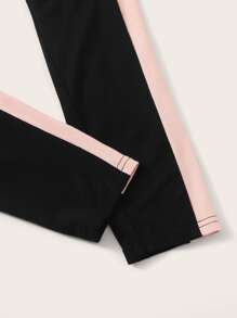SHEIN Girls Unicorn Patched Teddy Pullover & Striped Side Leggings Set - Multicolor - View 4