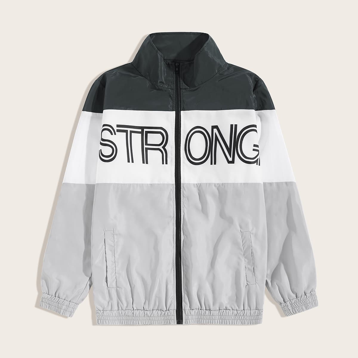 

Guys Cut And Sew Letter Print Windbreaker Jacket, Multicolor