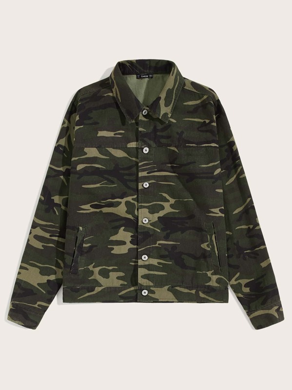 

Men Camo Print Raglan Sleeve Jacket, Multicolor