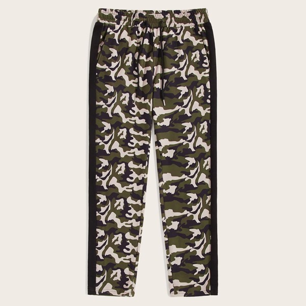 

Men Striped Side Camo Print Sweatpants, Multicolor