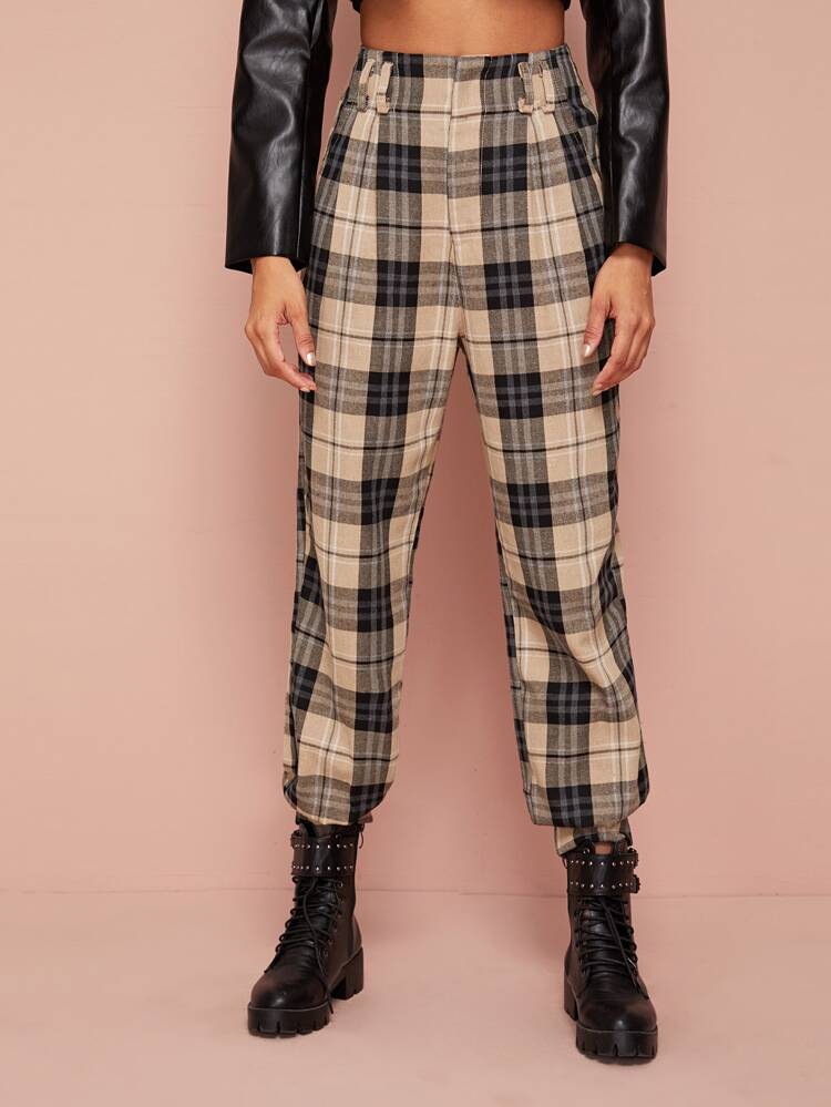 Cuffed plaid pants Clearance