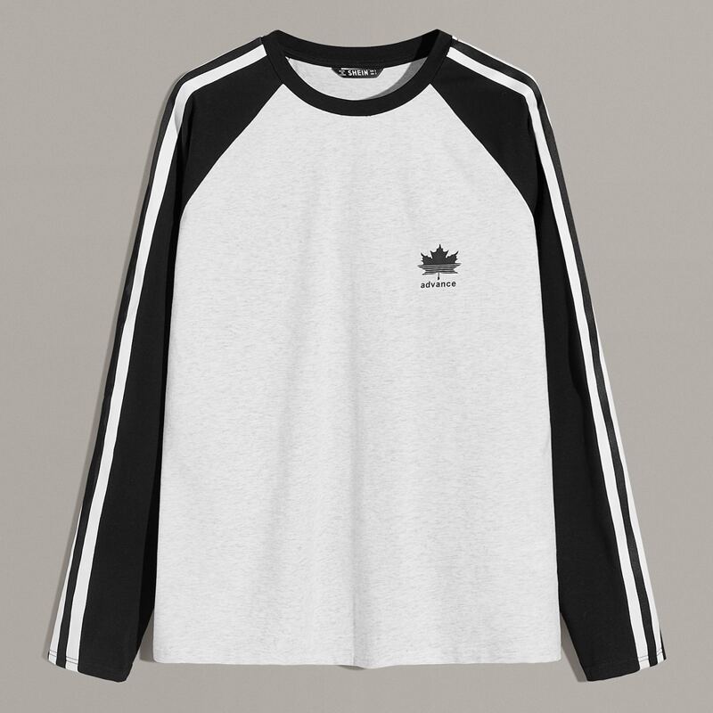 

Guys Side Tape Leaf Print Tee, Grey