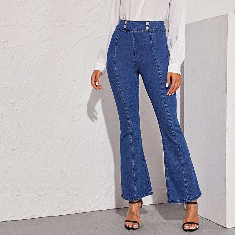 

High Waist Flare Leg Jeans, Blue