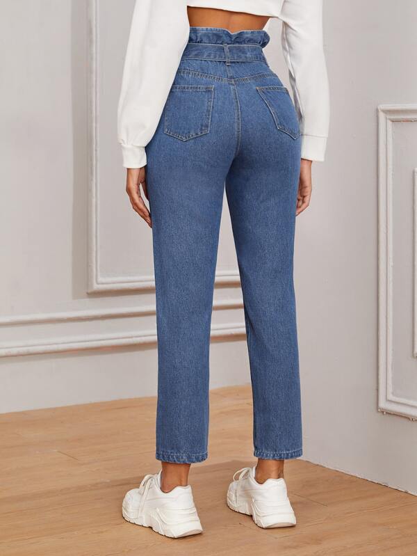 Jean froncé a la taille clearance
