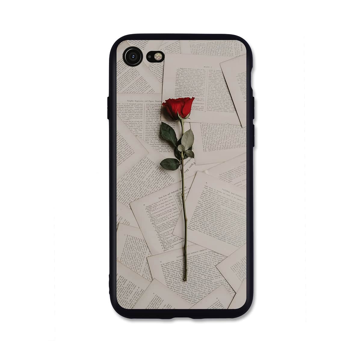 

3D Rose & Paper Pattern iPhone Case, Black and white
