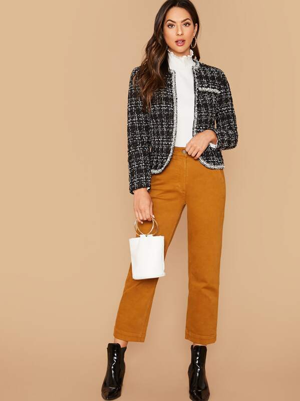 

Pearl Embellished Tweed Jacket, Black and white, Christen Harper