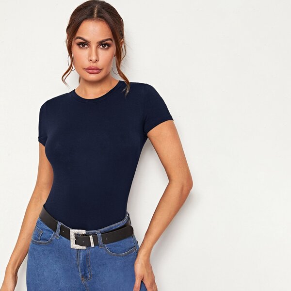 

Solid Fitted Tee, Navy