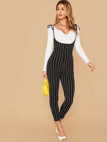 striped suspender jumpsuit
