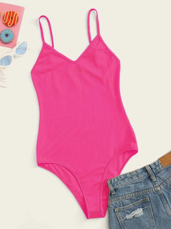 

Neon Pink Skinny Cami Bodysuit