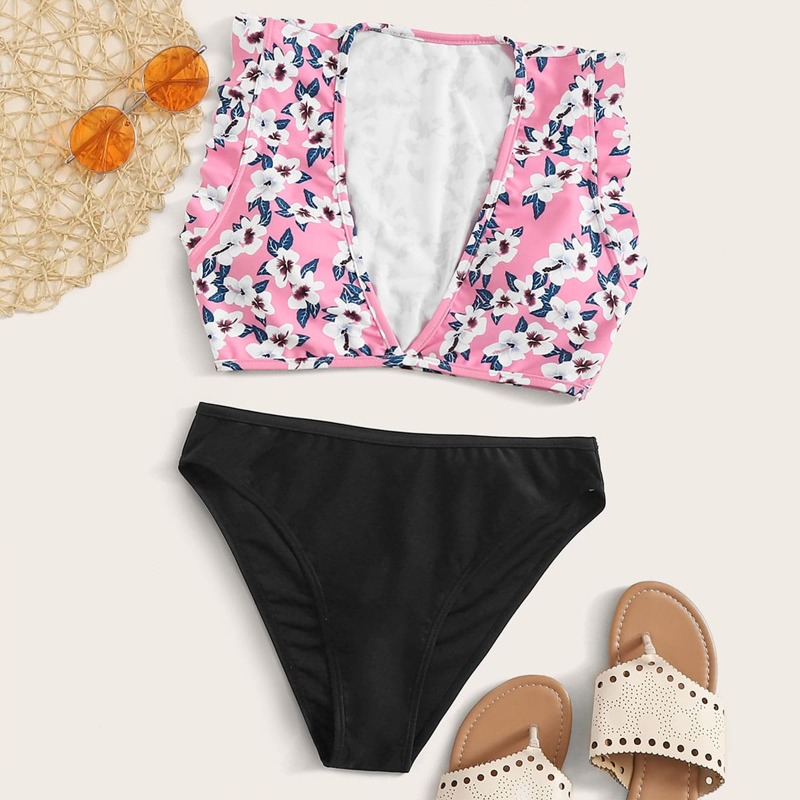 

Floral Random Print 2piece Swim, Multicolor