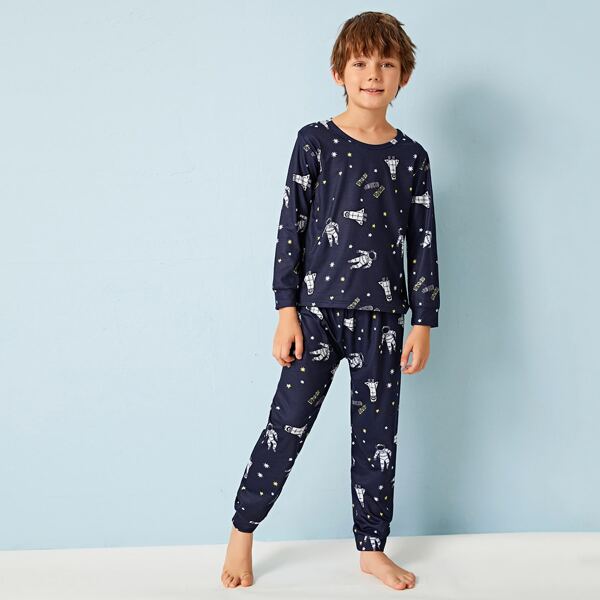 

Boys Space Print PJ Set, Navy