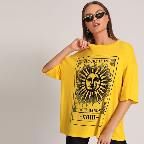 

Letter Graphic Oversized Tee, Yellow