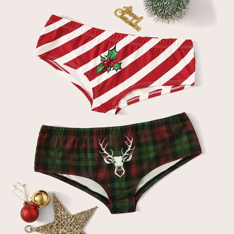 

Christmas 2pack Mixed Print Panty Set, Multicolor