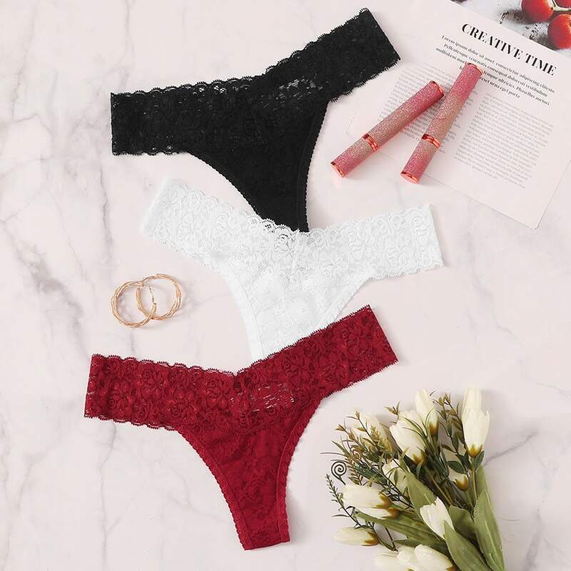 

3pack Floral Lace Panty Set, Multicolor