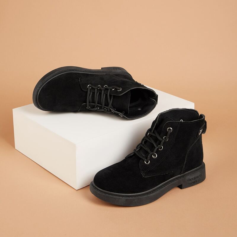 

Lace-up Front Combat Boots, Black