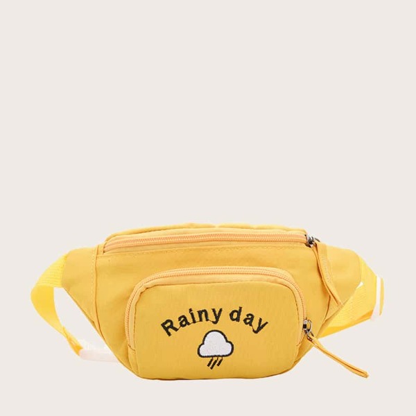 

Kids Embroidered Letter Pocket Front Bum Bag, Yellow