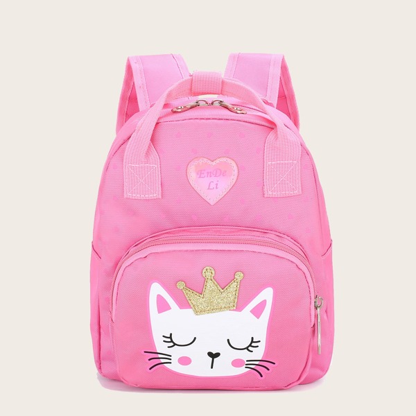

Girls Cartoon Graphic Glitter Backpack, Pink