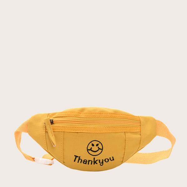 

Kids Embroidered Letter Zipper Front Bum Bag