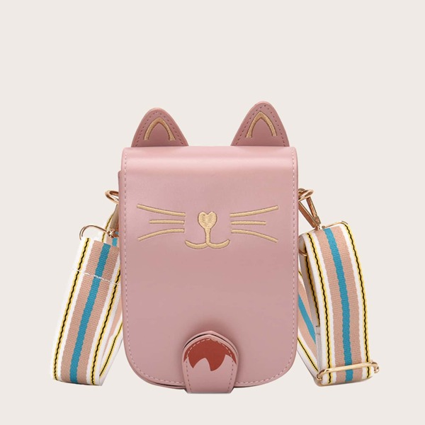 

Girls Cartoon Graphic Striped Strap Crossbody Bag